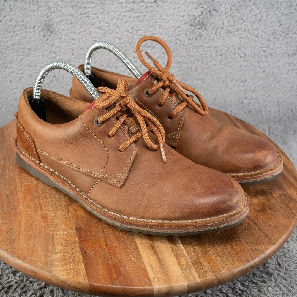 Clarks Shoes Mens 7.5 M Edgewick Plain Lace Up Oxford Brown Suede Leather Casual